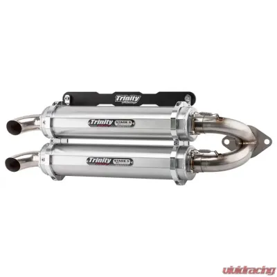Trinity Racing Stage 5 Dual Slip On Brushed Mufflers Polaris RZR 2018-2020 - TR-4165S