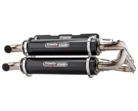 Trinity Racing Stage 5 Dual Full Exhaust System W/ Black Mufflers Polaris RZR 2018-2020