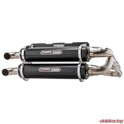 Trinity Racing Stage 5 Dual Full Exhaust System W/ Black Mufflers Polaris RZR 2018-2020 - TR-4166D-BK
