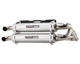 Trinity Racing Stage 5 Dual Full Exhaust System W/ Brushed Mufflers Polaris RZR 2018-2020