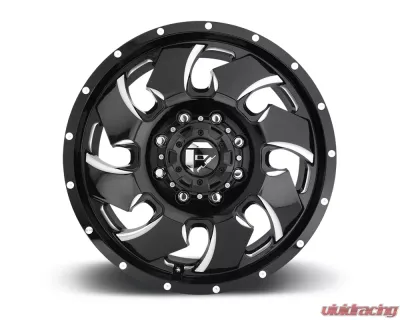 FUEL D574 Cleaver Dualie Front Black & Milled 1-Piece Cast Wheel 20x8.25 8x210 105mm - D574208293