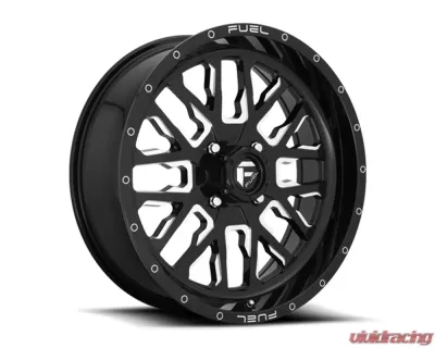 FUEL UTV D611 Stroke Gloss Black & Milled 1-Piece Cast Wheel 18x7 4x136 13mm - D6111870A644