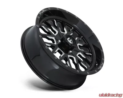 FUEL UTV D611 Stroke Gloss Black & Milled 1-Piece Cast Wheel 18x7 4x136 13mm - D6111870A644