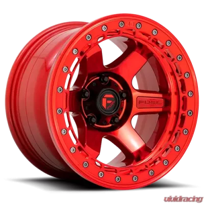 Fuel 1 Piece D123 Block Beadlock Wheel 17x9 6x5.5 -15mm Candy Red w/Candy Red Ring - D12317908445