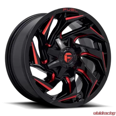 FUEL 1 Piece D755 Reaction Wheel 18x9 8x180 +1mm Gloss Black Milled w/Red Tint - D75518901850