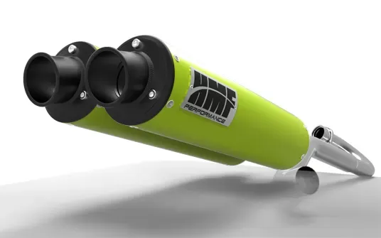 HMF Racing Dual 3/4 Venom Green Exhaust, Black Tips, Can-Am Maverick MAX 13-16 - 016432607572