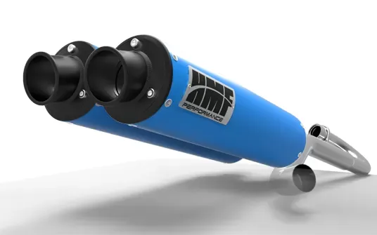 HMF Racing Dual Full System Exhaust Octane Blue Turn Down Black Tips Can-Am Maverick Turbo 15-17 - 016576637972