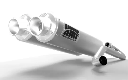 HMF Racing Dual Turbo Back Exhaust, Brushed Tips, Can-Am Maverick X3 2017-2022 - 01660A636071