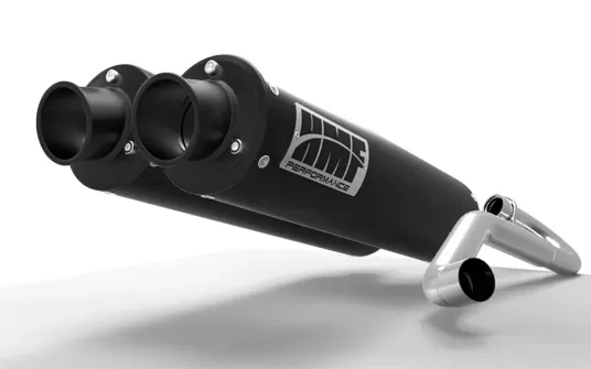 HMF Racing Dual Full System Black Exhaust Turn Down Black Tips for Polaris RZR XP 4 1000 2014-2020 - 035506606172