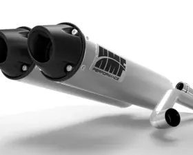 HMF Racing Dual Full System Exhaust Brushed Euro Black Tips Center Mount Polaris RZR 900 Trail 15-17