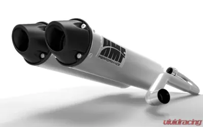 HMF Racing Dual Full System Exhaust Brushed Euro Black Tips Center Mount Polaris RZR 900 Trail 15-17 - 035546636083