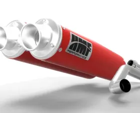 HMF Racing Dual Full System Exhaust Red Turn Down Brushed Tips Polaris RZR 900 Trail 15-17