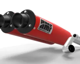 HMF Racing Dual Full System Exhaust Red Turn Down Black Tips Polaris RZR 900 Trail 15-17