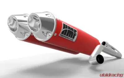 HMF Racing Dual Full System Exhaust Polaris RZR 900 Trail 15-17, Red Tips - 035546636686