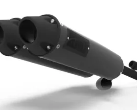 HMF Racing Dual Full System Exhaust Blackout Euro Tips Center Mount Polaris RZR 900 Trail 15-17