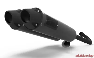 HMF Racing Dual Full System Exhaust Blackout Euro Tips Center Mount Polaris RZR 900 Trail 15-17 - 035546638892
