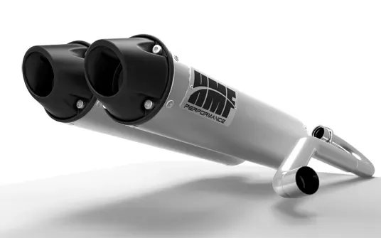 HMF Racing Dual Full System Exhaust Brushed Euro Black Tips Center Mount Polaris General 1000 15-17 - 035596636083
