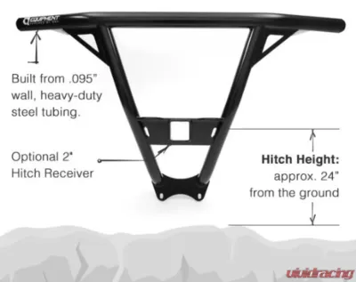 HMF Racing Defender Rear Bumper with Receiver Hitch for Kawasaki Teryx KRX 1000 (2020) - Black, Durable Steel - 9295412661
