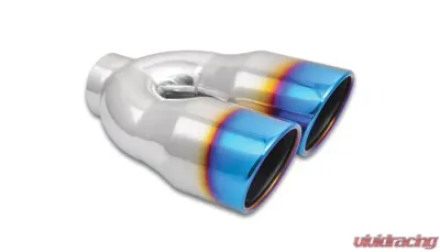 Vibrant Performance Dual 3.5" Round SS Tips with Burnt Blue Finish - 1326B
