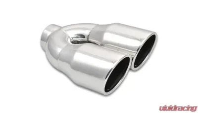 Vibrant Performance Dual 3.5" Round SS Tips (Single Wall, Angle Cut) - 1326