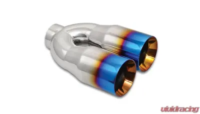 Vibrant Performance Dual 3.5" Round SS Tips with Burnt Blue Finish - 1339B