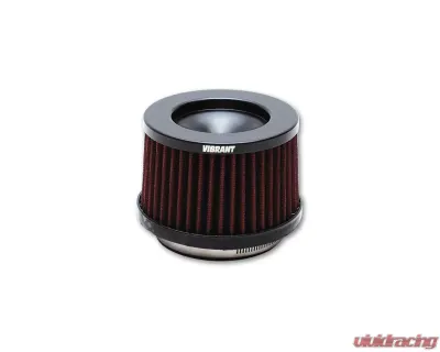 Vibrant Performance 3" Red "THE CLASSIC" Performance Low Profile Air Filter with Black Cap - 10930