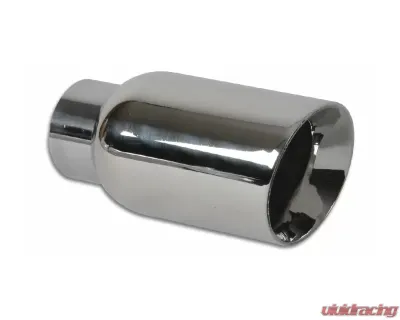 Vibrant Performance Polished 4" Round Beveled Double Walled Angle Cut Stainless Steel Exhaust Tip - 2.25" Inlet - 1207