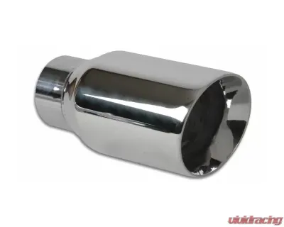 Vibrant Performance Polished 3" Round Beveled Double Walled Angle Cut Stainless Steel Exhaust Tip - 2" Inlet - 1209