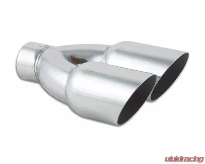 Vibrant Performance Polished 3.5" Dual Round Single Walled Angle Cut Stainless Steel Exhaust Tips - 2.5" Inlet - 1333