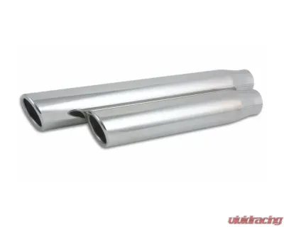 Vibrant Performance Polished 3.5" x 11" Round Rolled Single Walled Angle Cut Stainless Steel Bolt-On Exhaust Tip - 3" Inlet - 1578