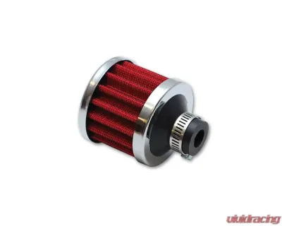 Vibrant Performance 1/2" (12mm) Red Crankcase Breather Filter with Chrome Cap - 2167