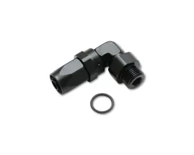 Vibrant Performance Anodized Black -10AN Hose End to 1 1/6-12 SAE 90 Degree Hose End Fitting