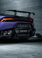 Vorsteiner Novara Edizione Aero Rear Bumper w/ Rear Diffuser Carbon Fiber PP 2x2 Glossy Lamborghini Huracan 2015-2019 CLEARANCE                                     - 0920LOV - Image 5