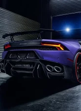 Vorsteiner Novara Edizione Aero Rear Bumper w/ Rear Diffuser Carbon Fiber PP 2x2 Glossy Lamborghini Huracan 2015-2019 CLEARANCE                                     - 0920LOV - Image 3