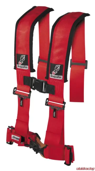 DragonFire H-Style 4-Point  3" Harness Red - 14-0042