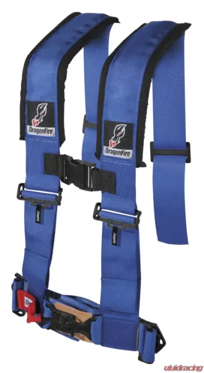 DragonFire H-Style 4-Point 3 Inch Harness Blue - 14-0043