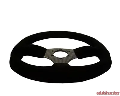 DragonFire Sport Carbon Fiber Steering Wheel Round Suede w/ 2.5" Offset - 04-0817