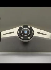 Nardi Two Spoke Steering Wheel - Black Perforated Leather with Brushed Aluminum Spoke                                     - NRD-6001-33-3000 - Image 3