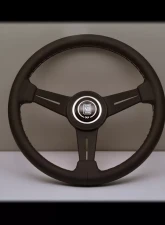 Nardi Classic Steering Wheel - White Stitched Black Leather Grip with Black Coated Aluminum Spoke                                     - NRD-6061-33-2001 - Image 3