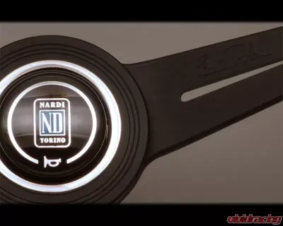 Nardi Classic Steering Wheel - White Stitched Black Leather Grip with Black Coated Aluminum Spoke - NRD-6061-33-2001