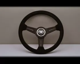 Nardi Classic Steering Wheel - Black Stitched Black Suede Grip with Black Coated Aluminum Spoke