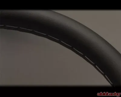Nardi Classic Steering Wheel - White Stitched Black Leather Grip with Black Coated Aluminum Spoke - NRD-6061-34-2001