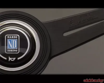 Nardi Classic Steering Wheel - White Stitched Black Leather Grip with Black Coated Aluminum Spoke - NRD-6061-34-2001