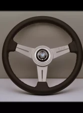 Nardi Classic Steering Wheel - White Stitched Black Leather Grip with Brushed Aluminum Spoke                                     - NRD-6061-36-1001 - Image 3