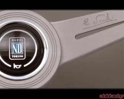 Nardi Classic Steering Wheel - White Stitched Black Leather Grip with Brushed Aluminum Spoke - NRD-6061-36-1001