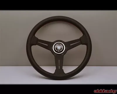 Nardi Sport Type A Steering Wheel - Red Stitched Black Perforated Leather Grip with Black Coated Aluminum Spoke 12.99 Inch Diameter - NRD-6062-33-2092