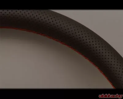 Nardi Sport Type A Steering Wheel - Red Stitched Black Perforated Leather Grip with Black Coated Aluminum Spoke 12.99 Inch Diameter - NRD-6062-33-2092