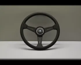 Nardi Classic Steering Wheel - White Stitched Black Perforated Leather Grip with Black Coated Aluminum Spoke