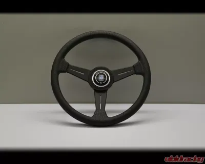 Nardi Classic Steering Wheel - White Stitched Black Perforated Leather Grip with Black Coated Aluminum Spoke - NRD-6062-34-2092