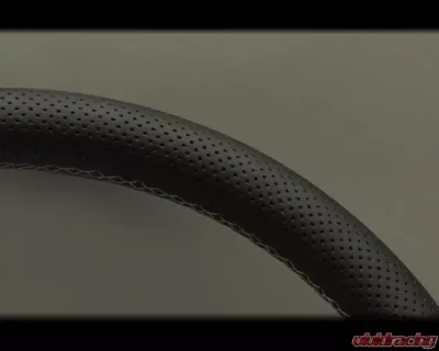 Nardi Classic Steering Wheel - White Stitched Black Perforated Leather Grip with Black Coated Aluminum Spoke - NRD-6062-34-2092